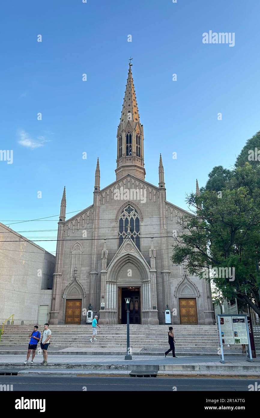 The facade of the San Vicente Ferrer Church in Godoy Cruz, Mendoza, Argentina. Stock Photo