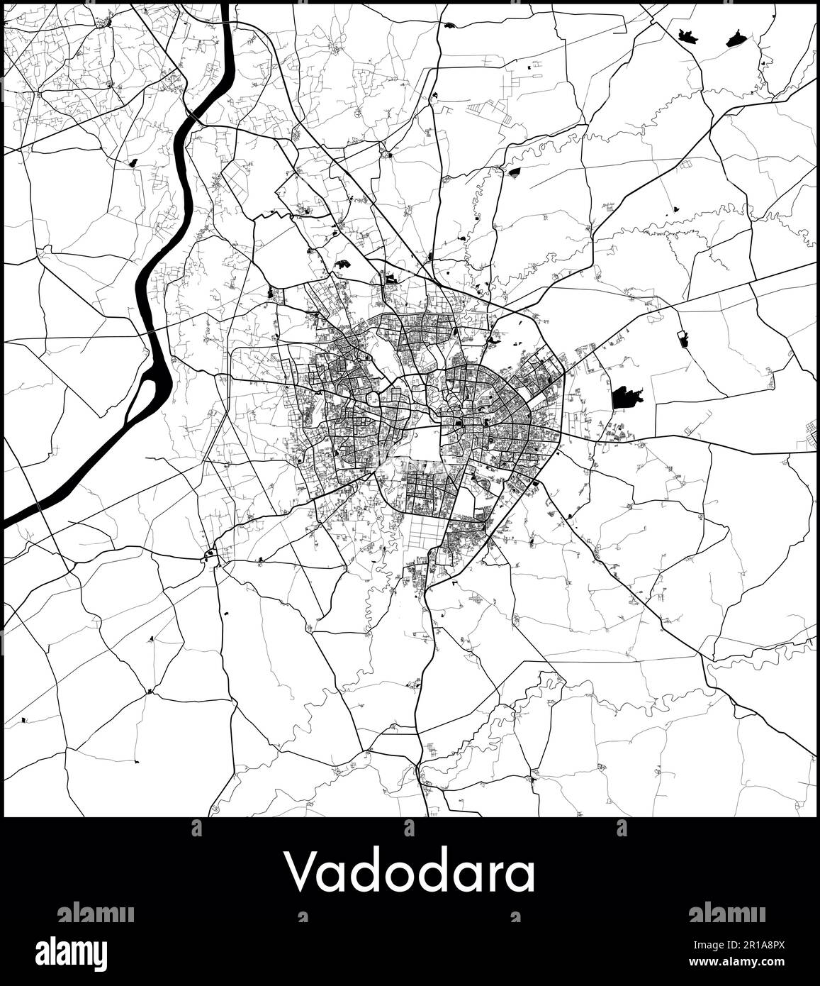 City map asia india vadodara vector illustration stock vector image