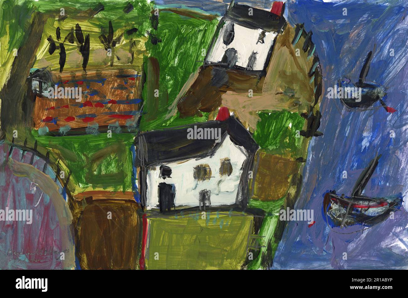 Onslow Sykes Padstow Cornwall UK Headland Cottages Newlyn School of Art Stock Photo