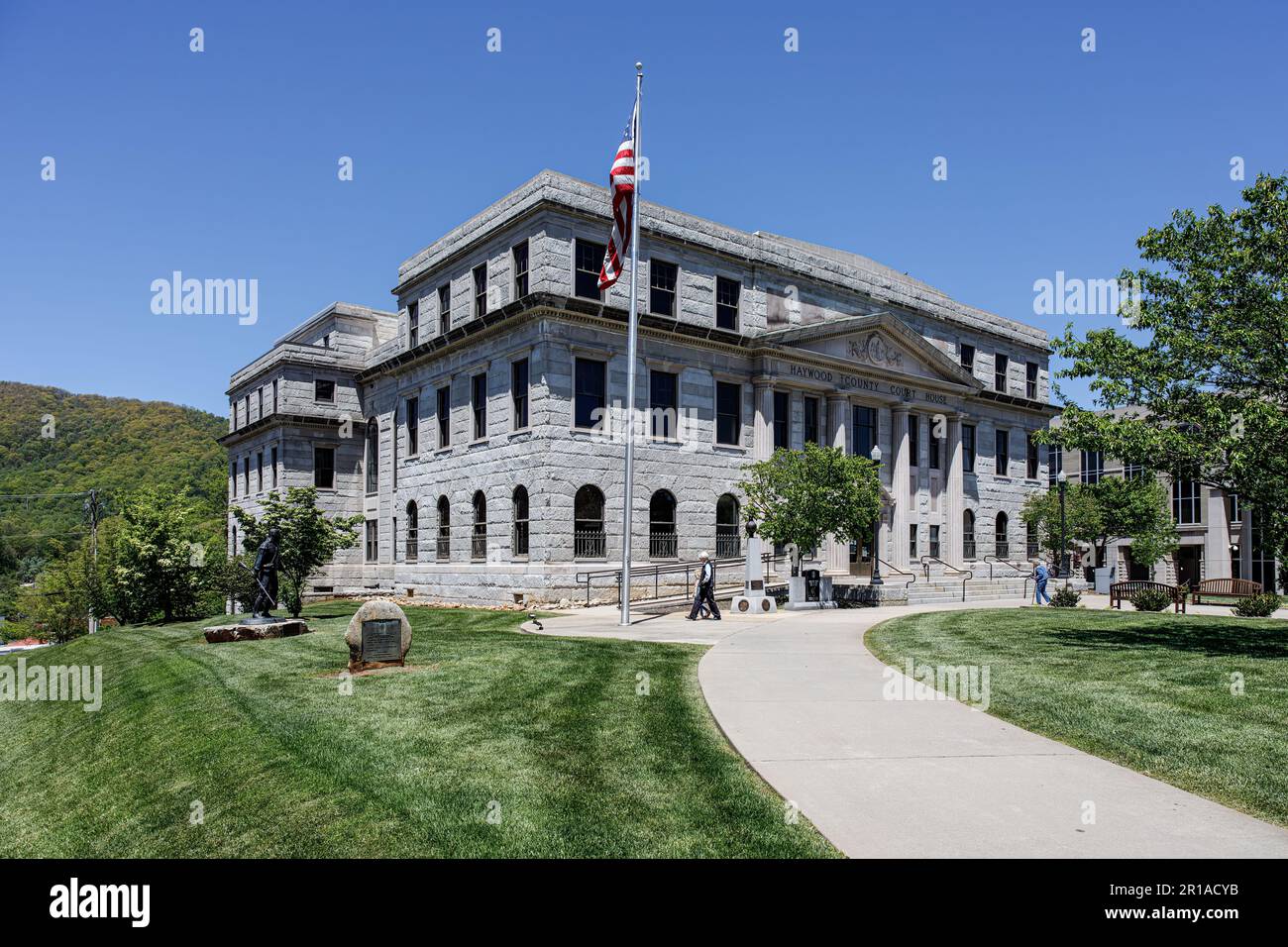 WAYNESVILLE, NC, USA4 MAY 2023 Haywood County Courthouse. Diagonal