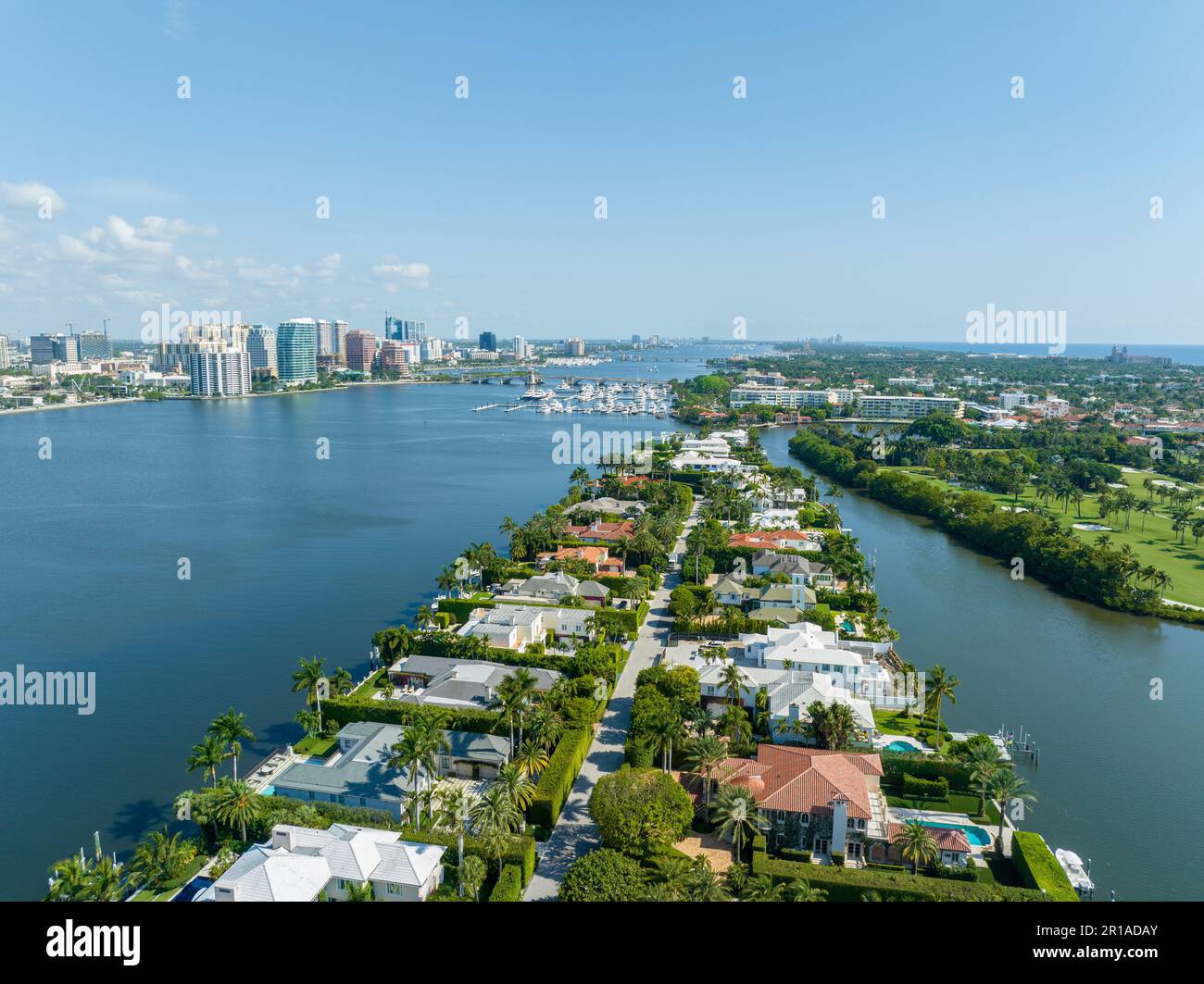 Aerial image luxury mansion real estate Everglades Island Palm Beach FL
