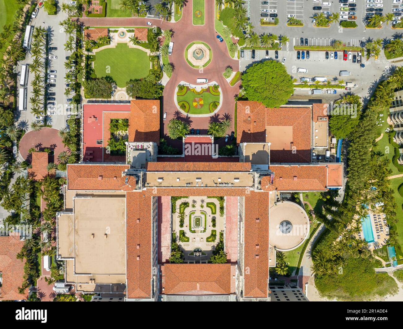 Palm Beach, FL, USA May 11, 2023 Aerial photo The Breakers Palm