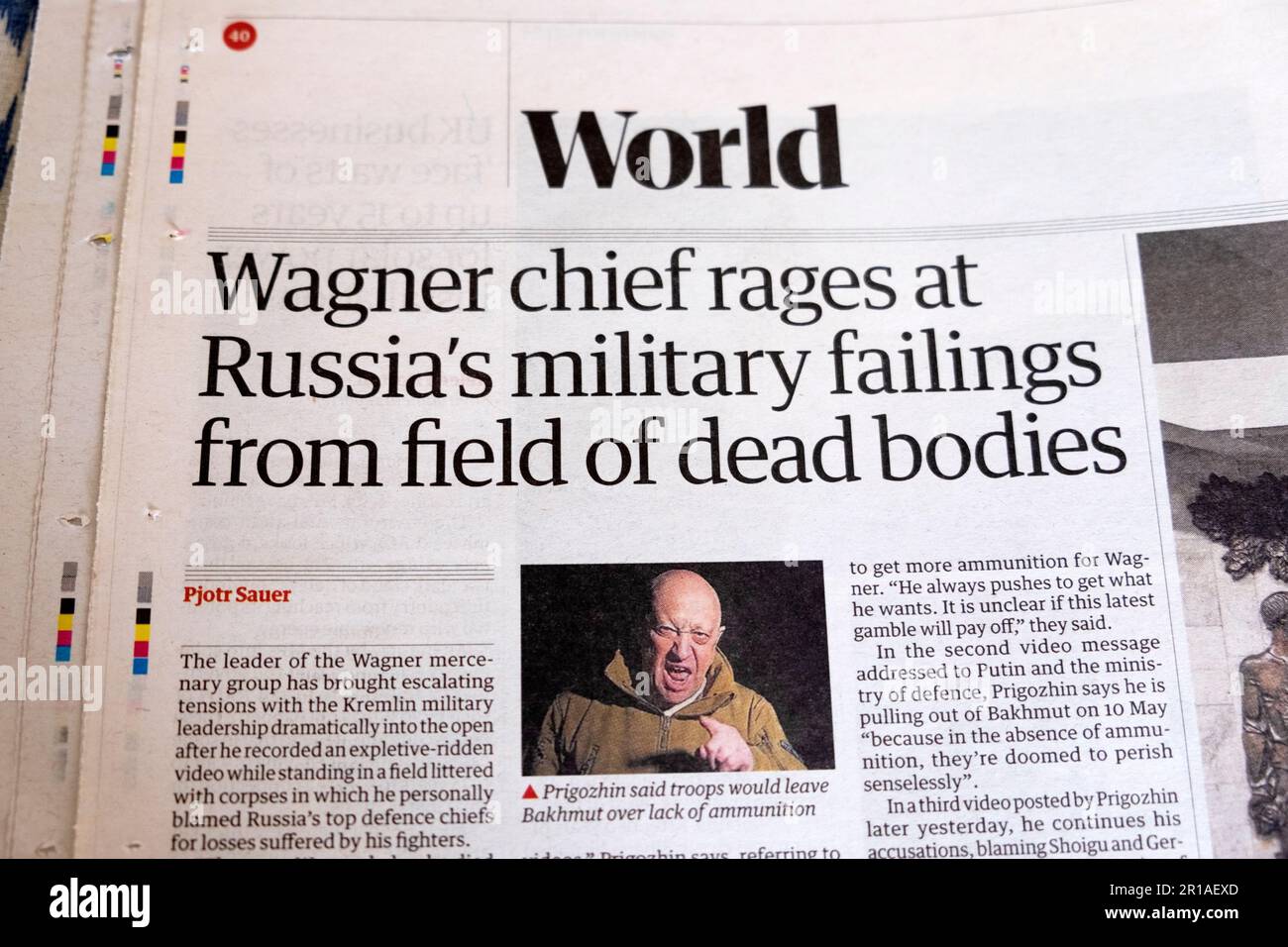 'Wagner chief rages at Russia's military failings from field of dead bodies' Guardian newspaper