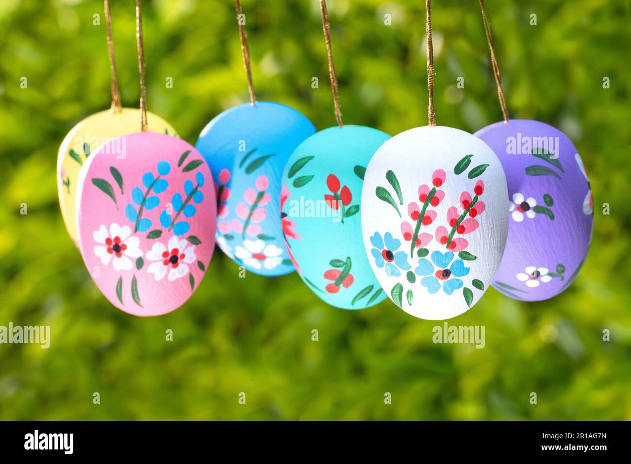 Colorful hand painted Easter eggs Stock Photo