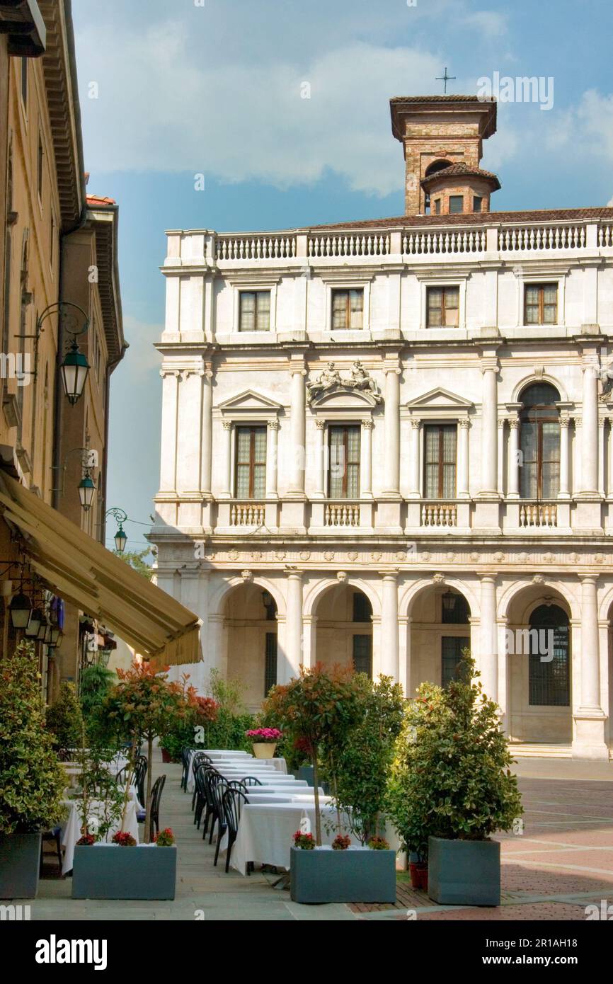 Palazzo nuovo in Piazza Vecchia, Bergamo alta, Italy Stock Photo