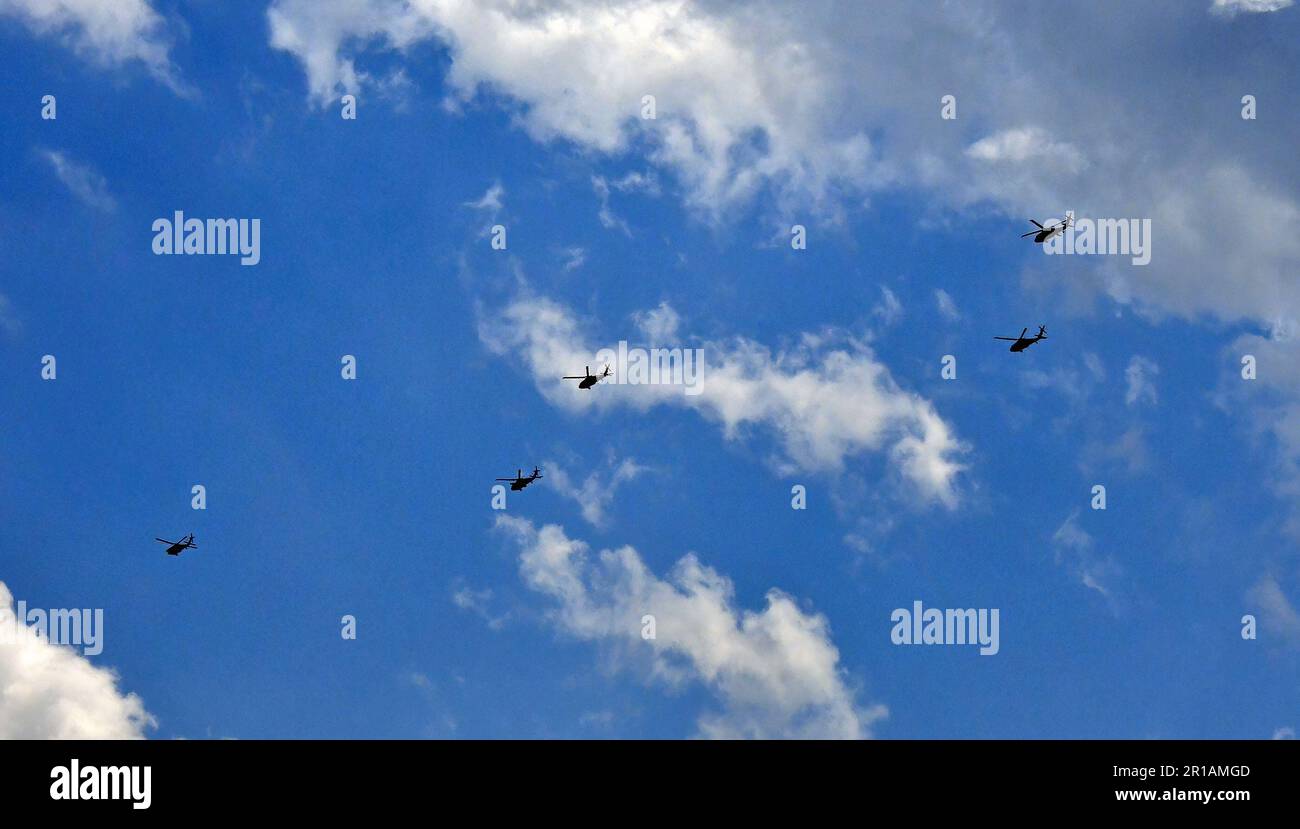 EMPORIA, KANSAS MAY 12, 2023 Flight of 5 Air National Guard Sikorsky