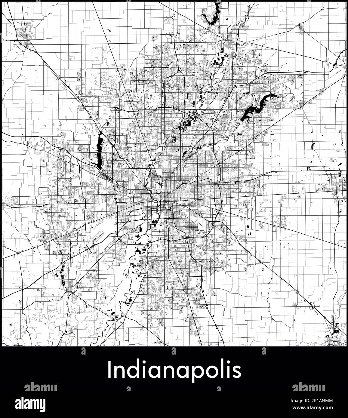 City Map North America United States - City Map North America United States Indianapolis Vector Illustration 2R1ANMM