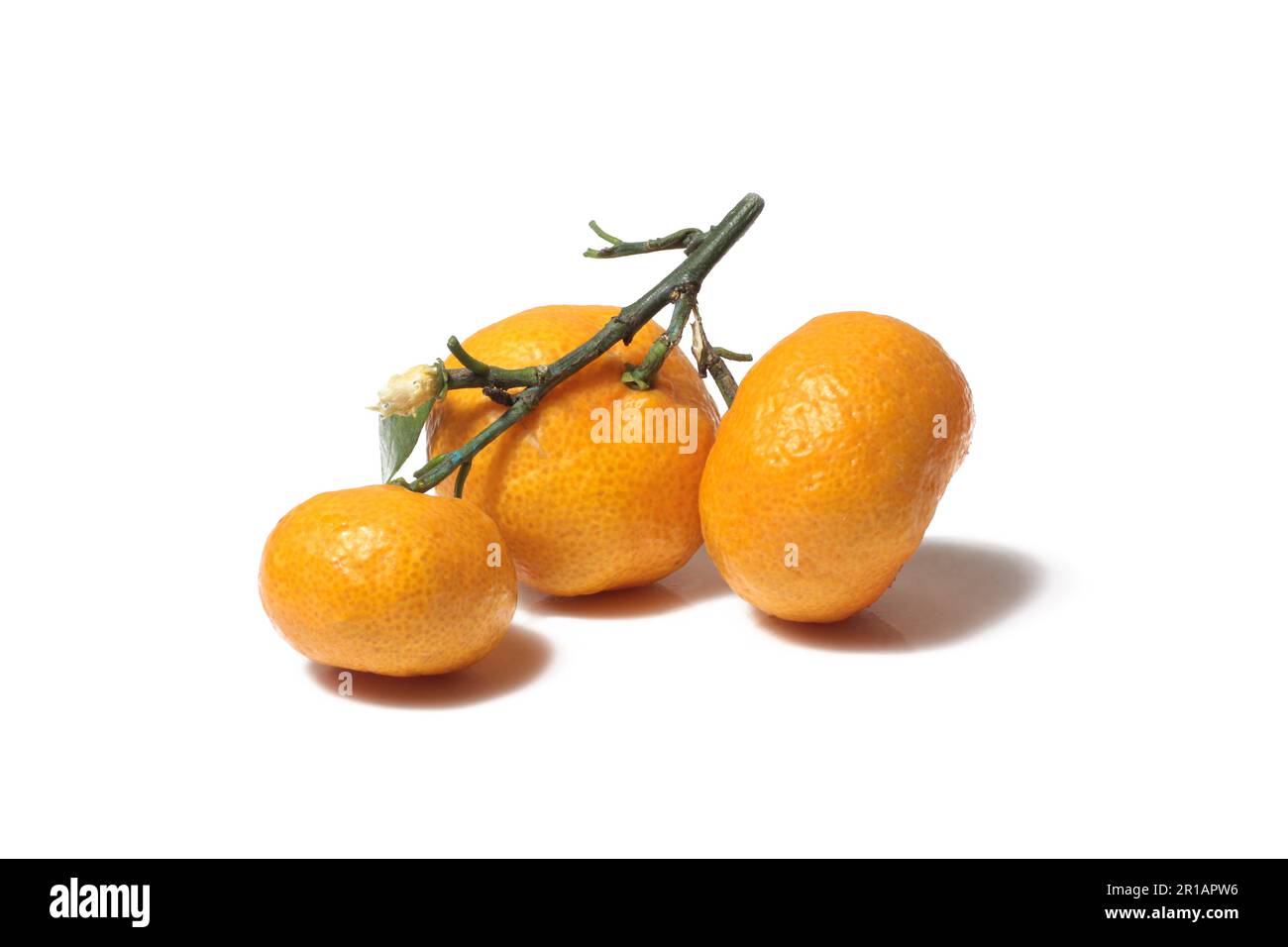 Orange fruit with leaf isolated on white background. Stock Photo