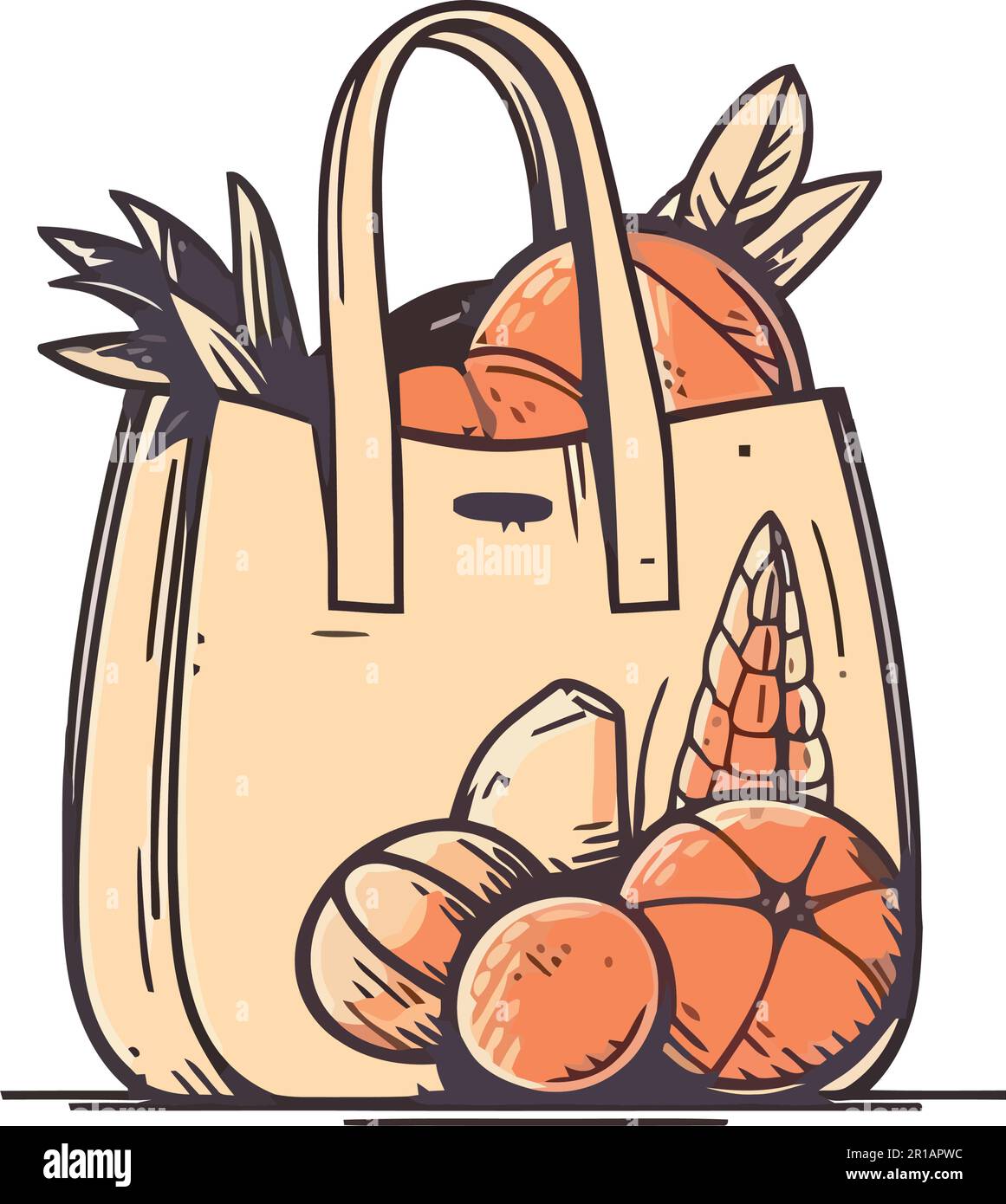 Fresh organic vegetables and fruits in a bag Stock Vector Image & Art ...