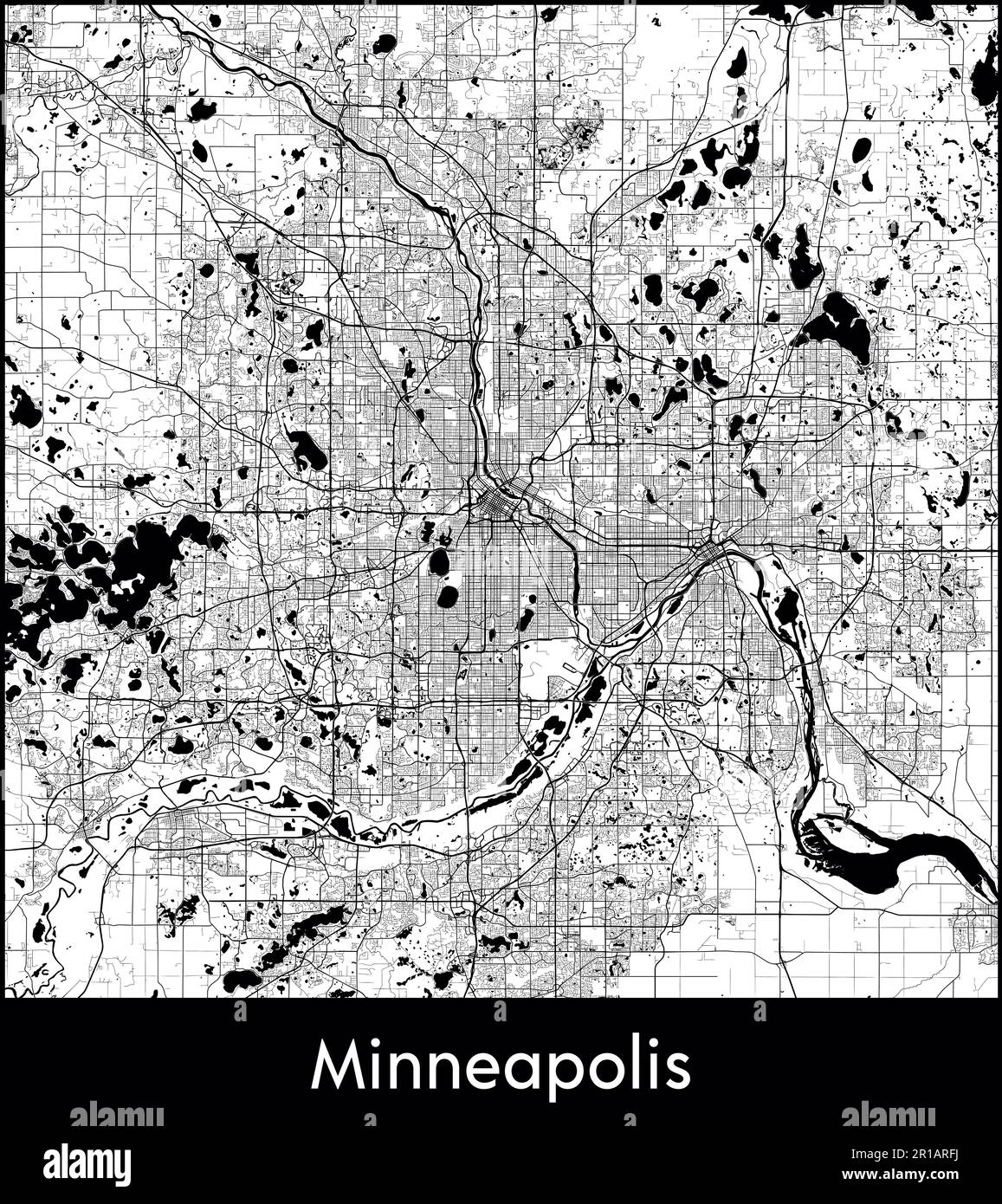 City Map North America United States - City Map North America United States Minneapolis Vector Illustration 2R1ARFJ 