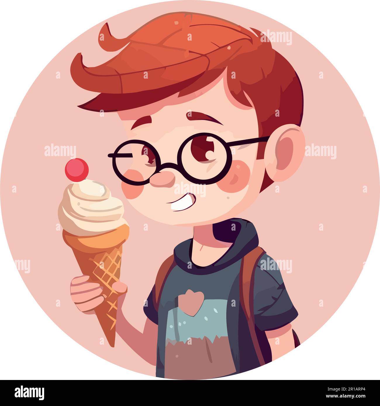 Boy eating ice cream cone Stock Vector Images - Alamy