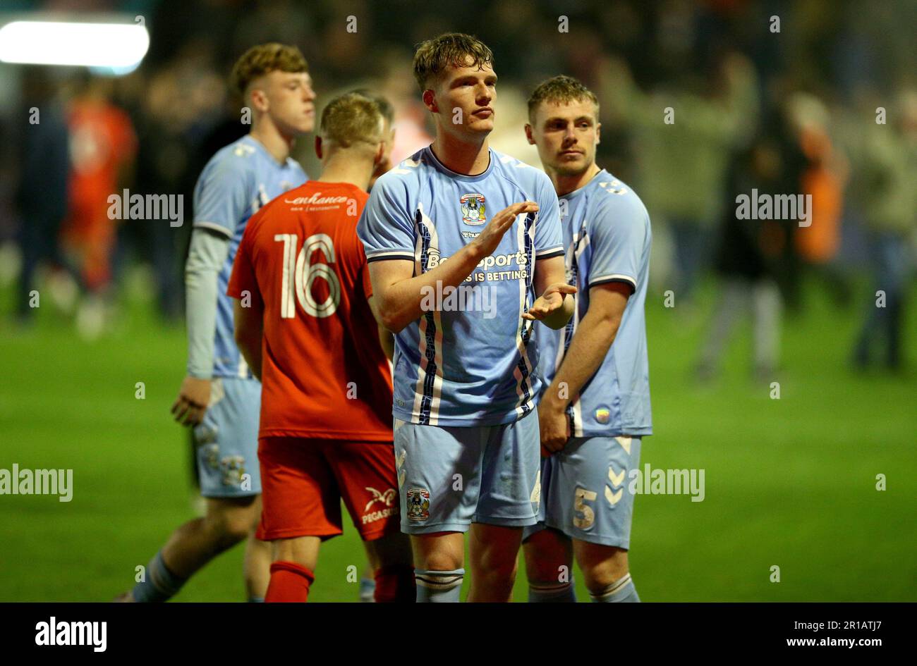 Coventry City’s George Burroughs applauds the fans after the Birmingham ...