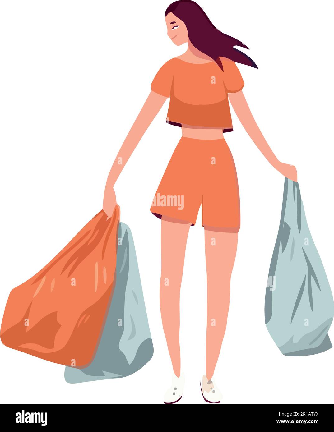 Young woman carrying plastic bags Stock Vector Image & Art Alamy