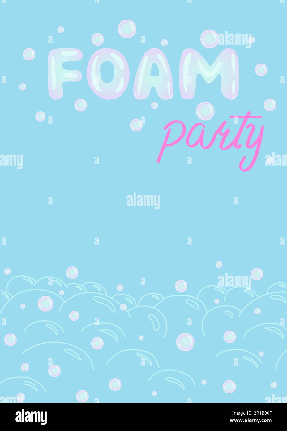 Foam party flayer, poster or invitation template with copy space, soap