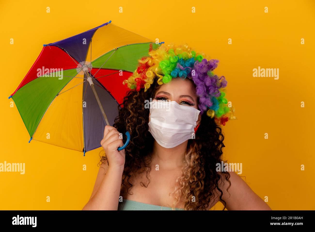 Brazilian wearing carnival Costume. Flu epidemic, protection against ...