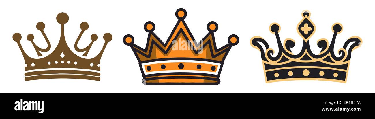 Vector collection of creative king and queen crowns symbols or logo ...