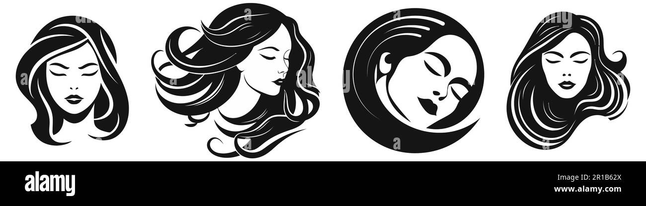 Premium Vector  Hair style head style for anime icon portrait contour  vector illustration black lines isolated