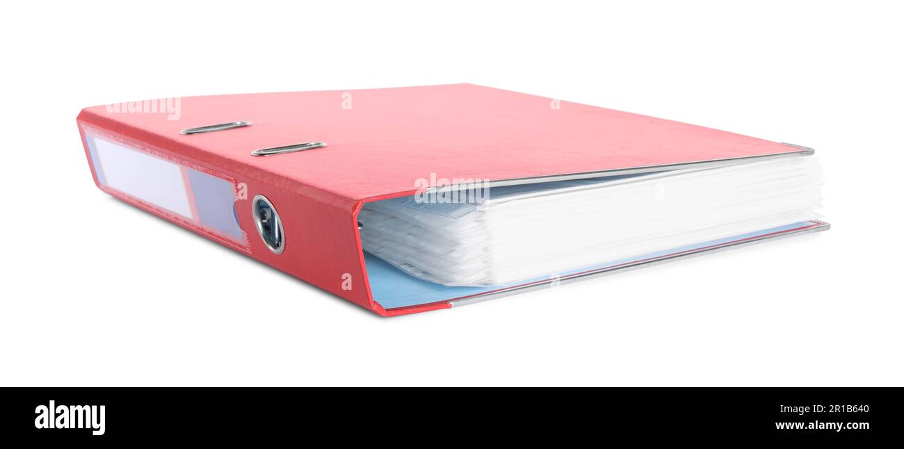 One red office folder isolated on white Stock Photo - Alamy