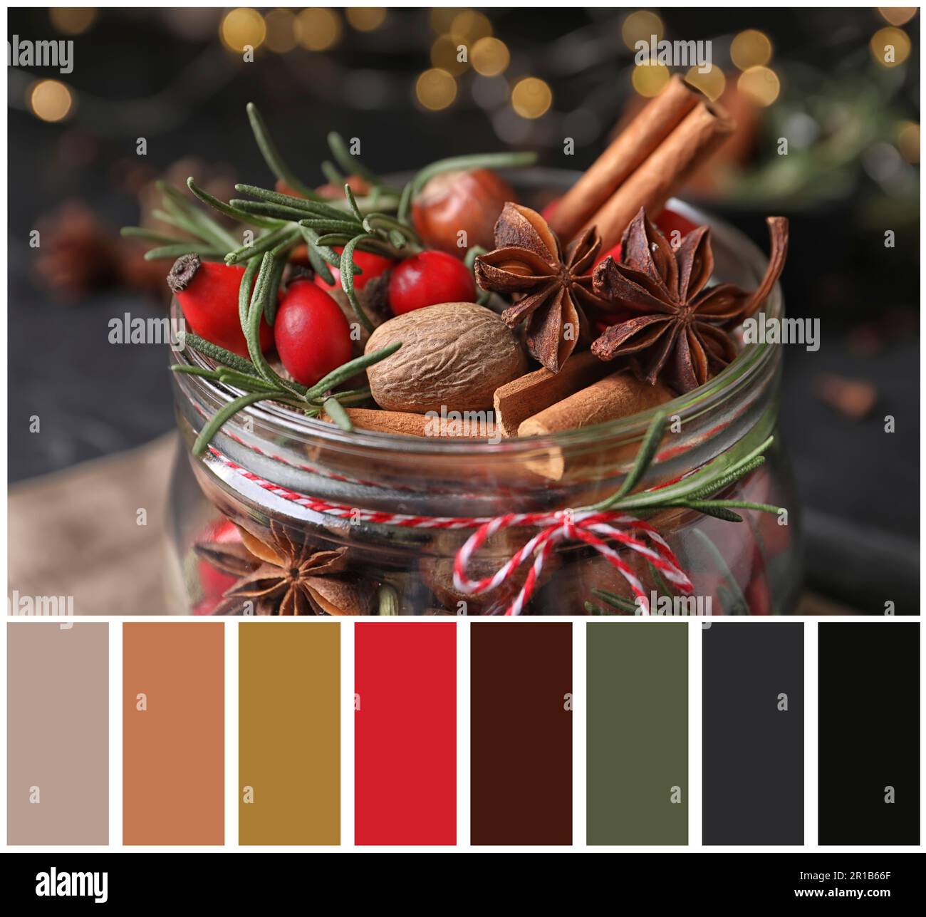 Potpuri Color Closeup view of aromatic potpourri with different spices in jar and ...