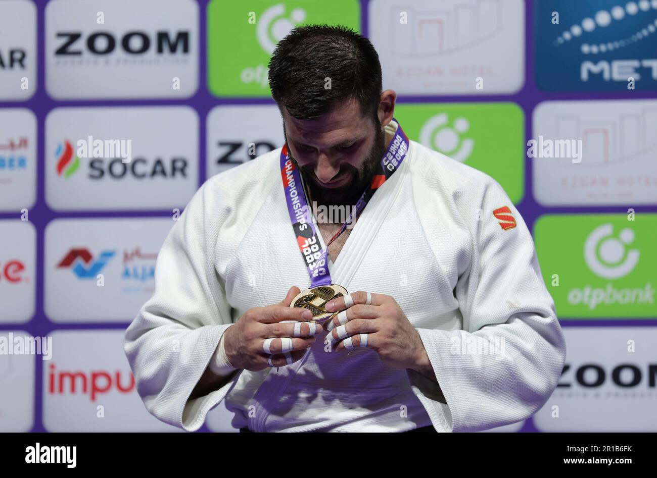 ADAMIAN Arman, the winner, reacts on the podium of Men (male)100 kg at
