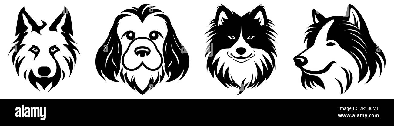 Collection of cute dogs. Dog logo, icon. Vector illustration isolated ... - Soft Collection Dog Logos Mesh Doe