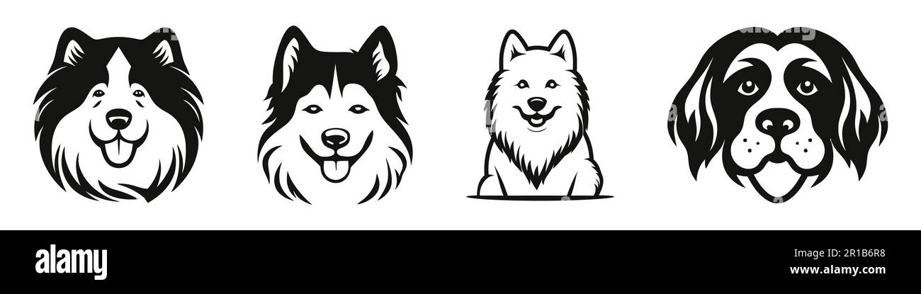 Image showcasing Collection of cute dogs. Dog logo, icon. Vector illustration isolated ...