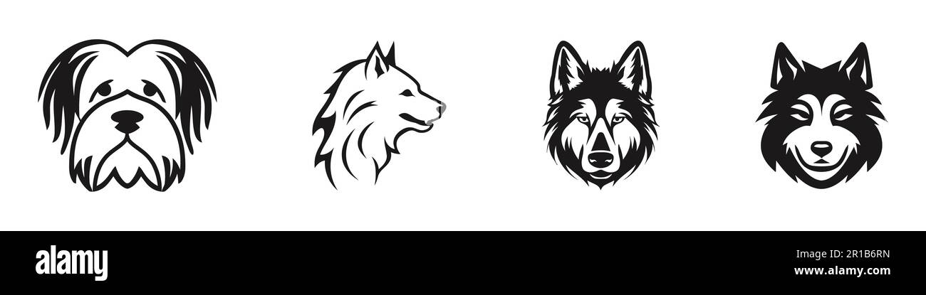 Collection of cute dogs. Dog logo, icon. Vector illustration isolated ... - Soft Collection Dog Logos Mesh Doe