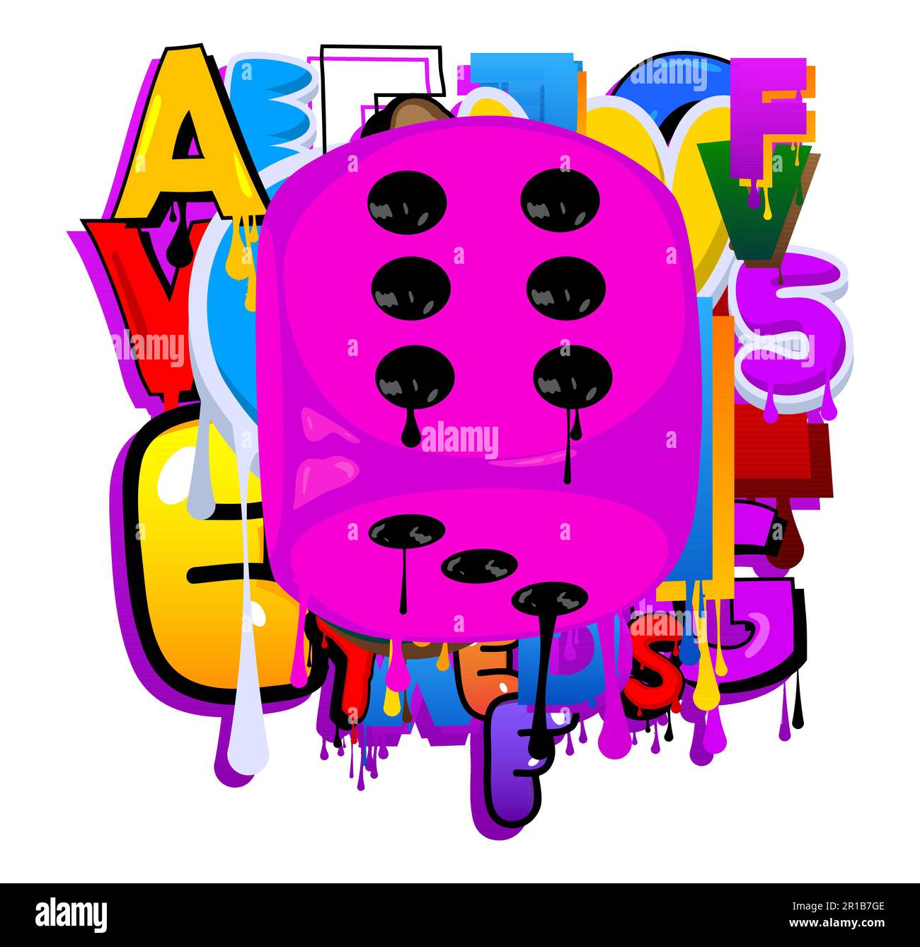 Dice painted as Graffiti. Abstract modern street art decoration, luck