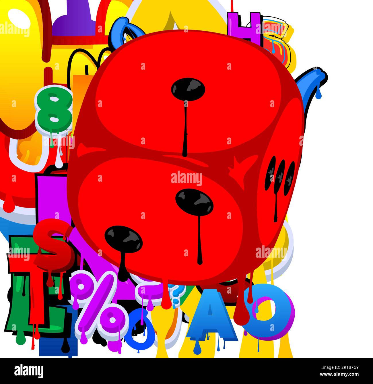 Dice painted as Graffiti. Abstract modern street art decoration, luck