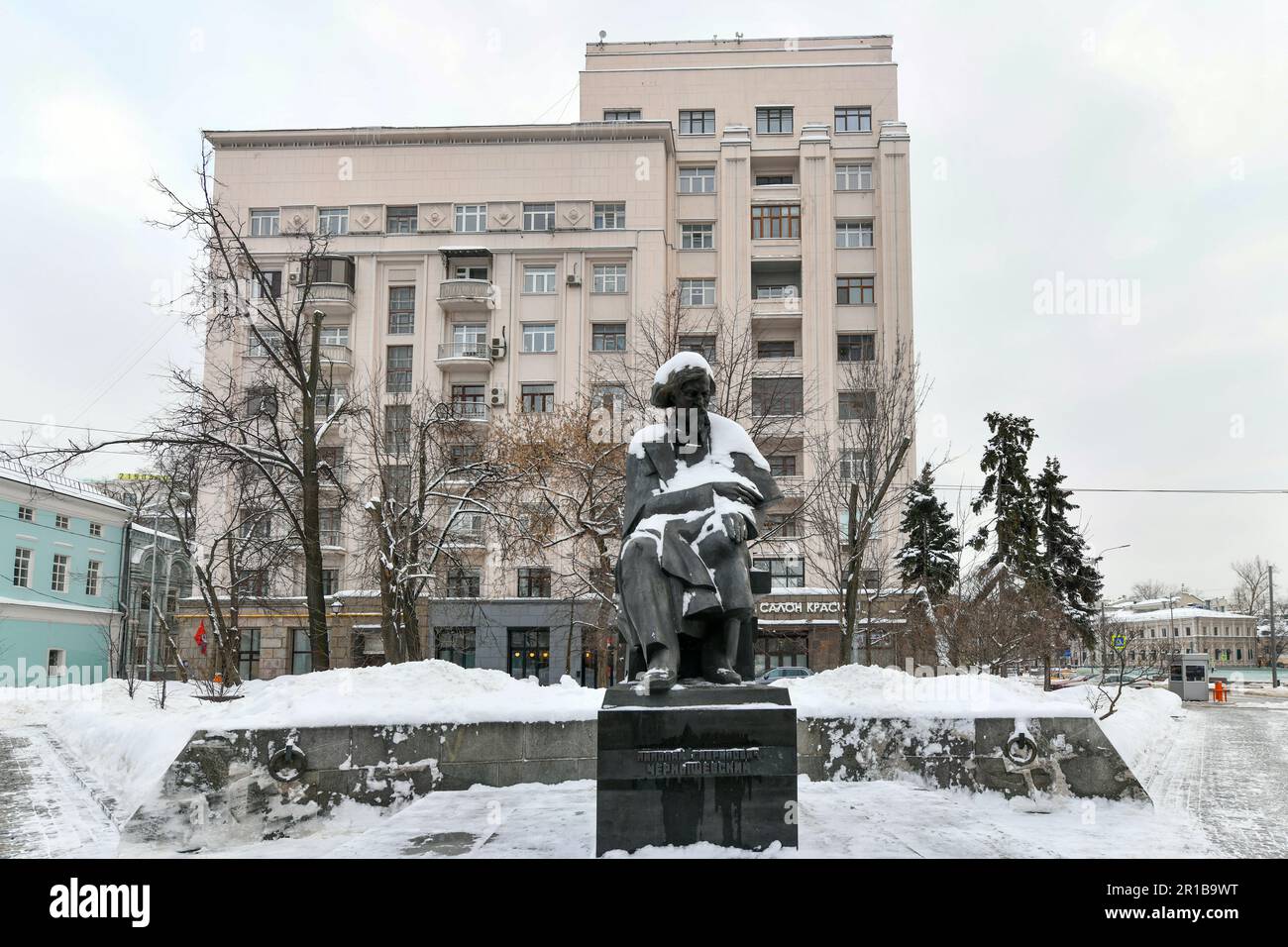 Moscow, Russia - Jan 23, 2022: Monument to Nikolai Gavrilovich Chernyshevsky on Pokrovka street in Moscow, Russia. Stock Photo