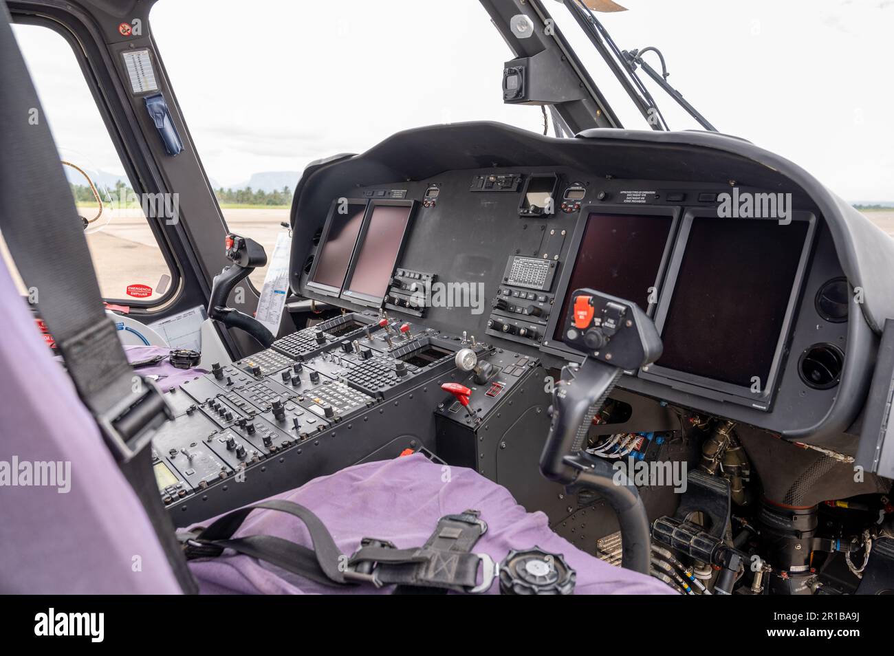 Interior view of commercial helicopter cockpit (August Westland