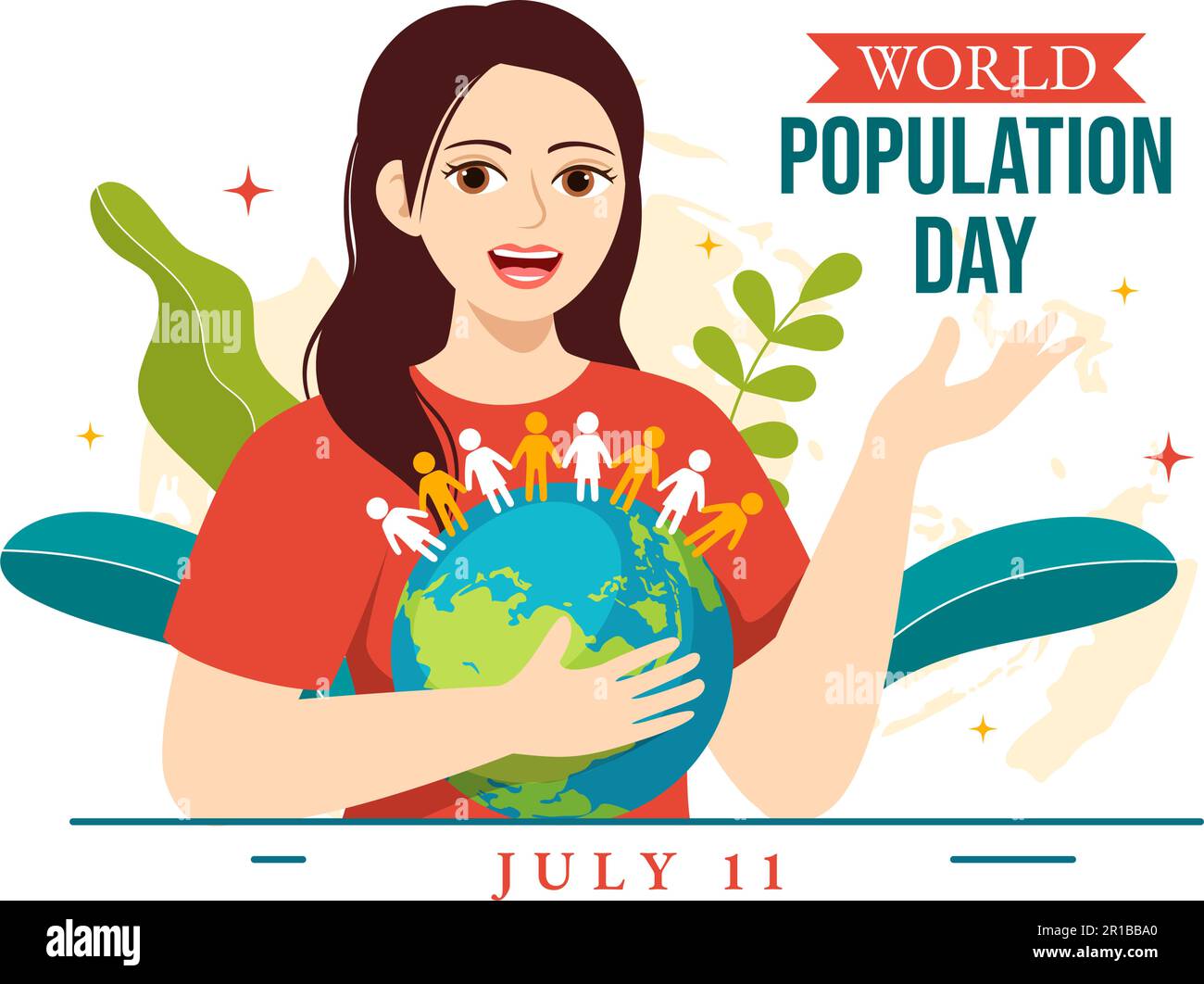 World Population Day Vector Illustration on 11th July To Raise
