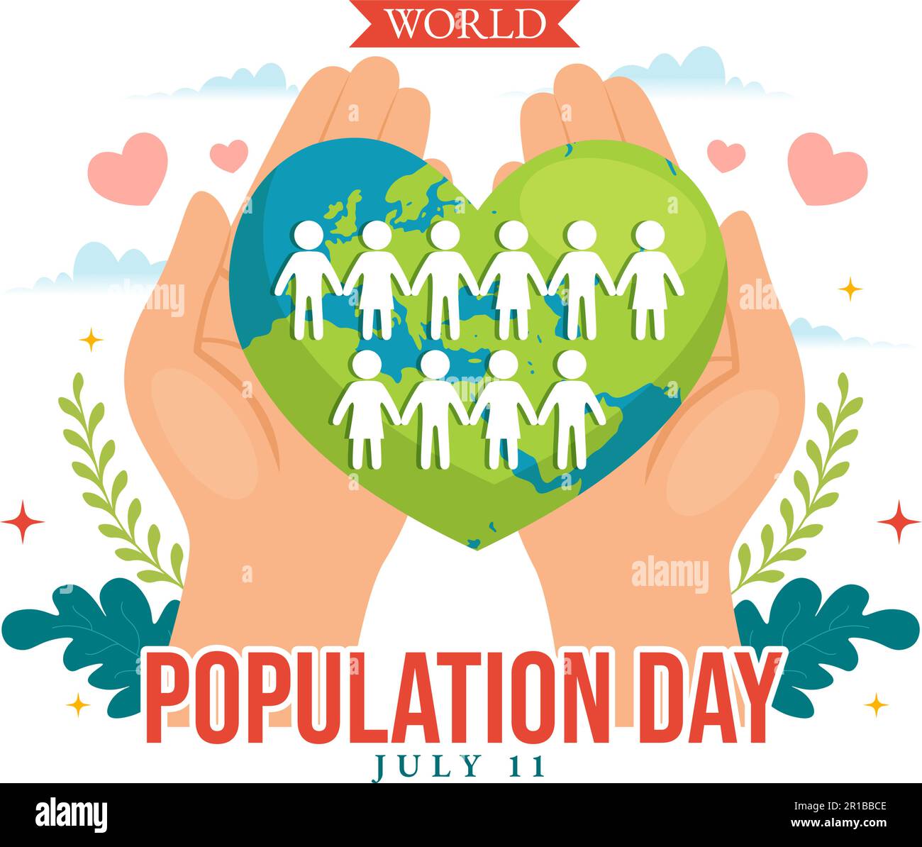 World Population Day Vector Illustration on 11th July To Raise Awareness Of Global Populations Problems in Flat Cartoon Hand Drawn Templates Stock Vector
