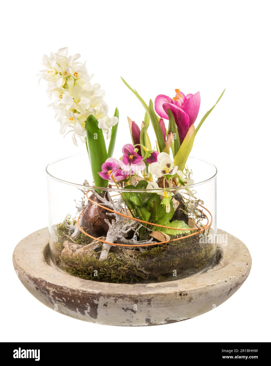 Artificial flowers made of plastic in a glass bowl Stock Photo Alamy