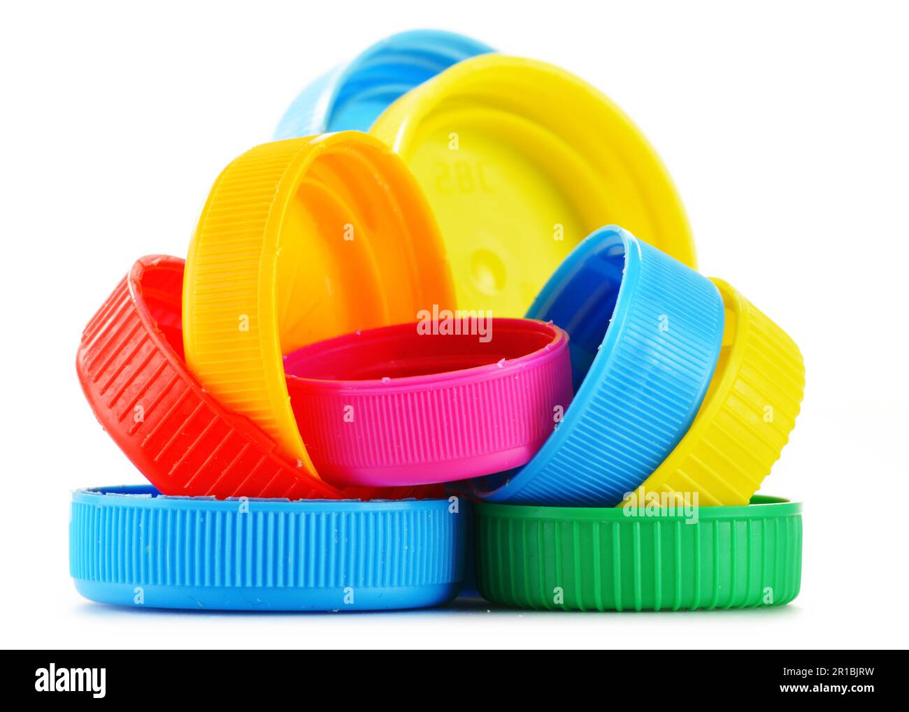 Plastic bottle caps isolated on white Stock Photo Alamy