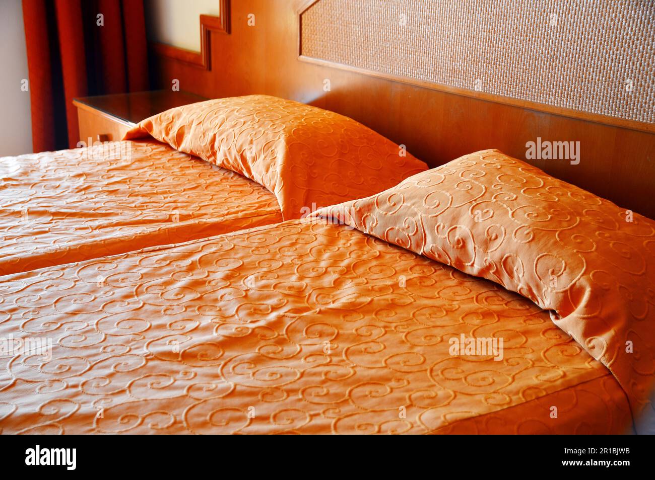 Double bed in hotel room. Stock Photo Alamy