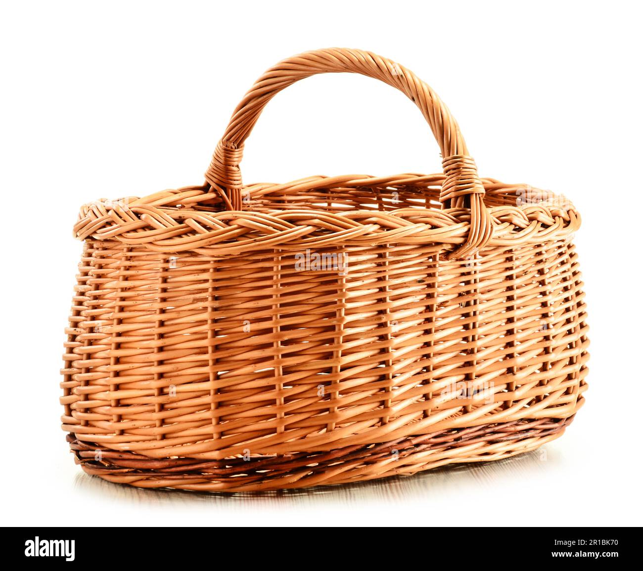 Empty wicker basket isolated on white background Stock Photo - Alamy