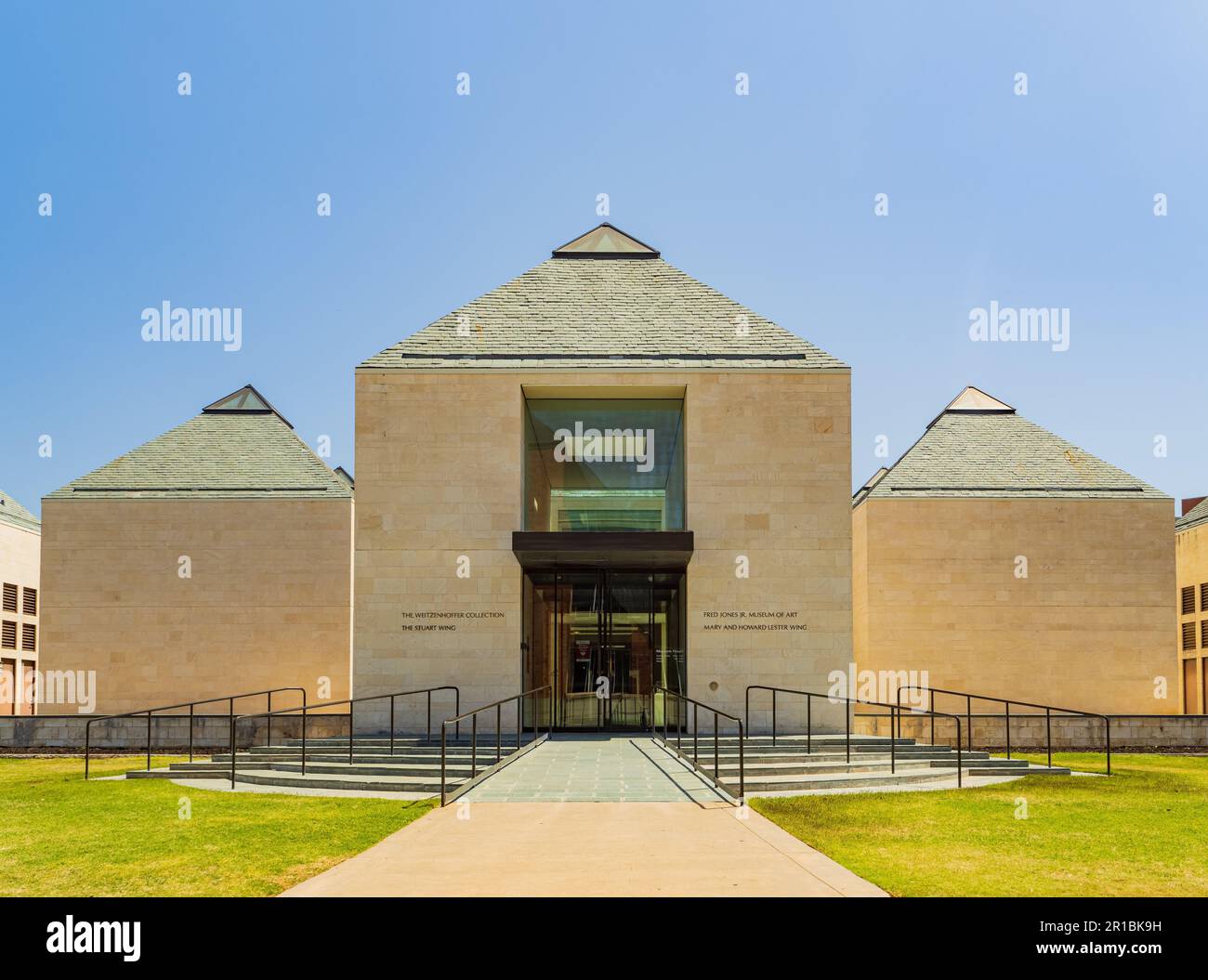 Oklahoma, APR 18 2023 Sunny view of the Fred Jones Jr. Museum of Art