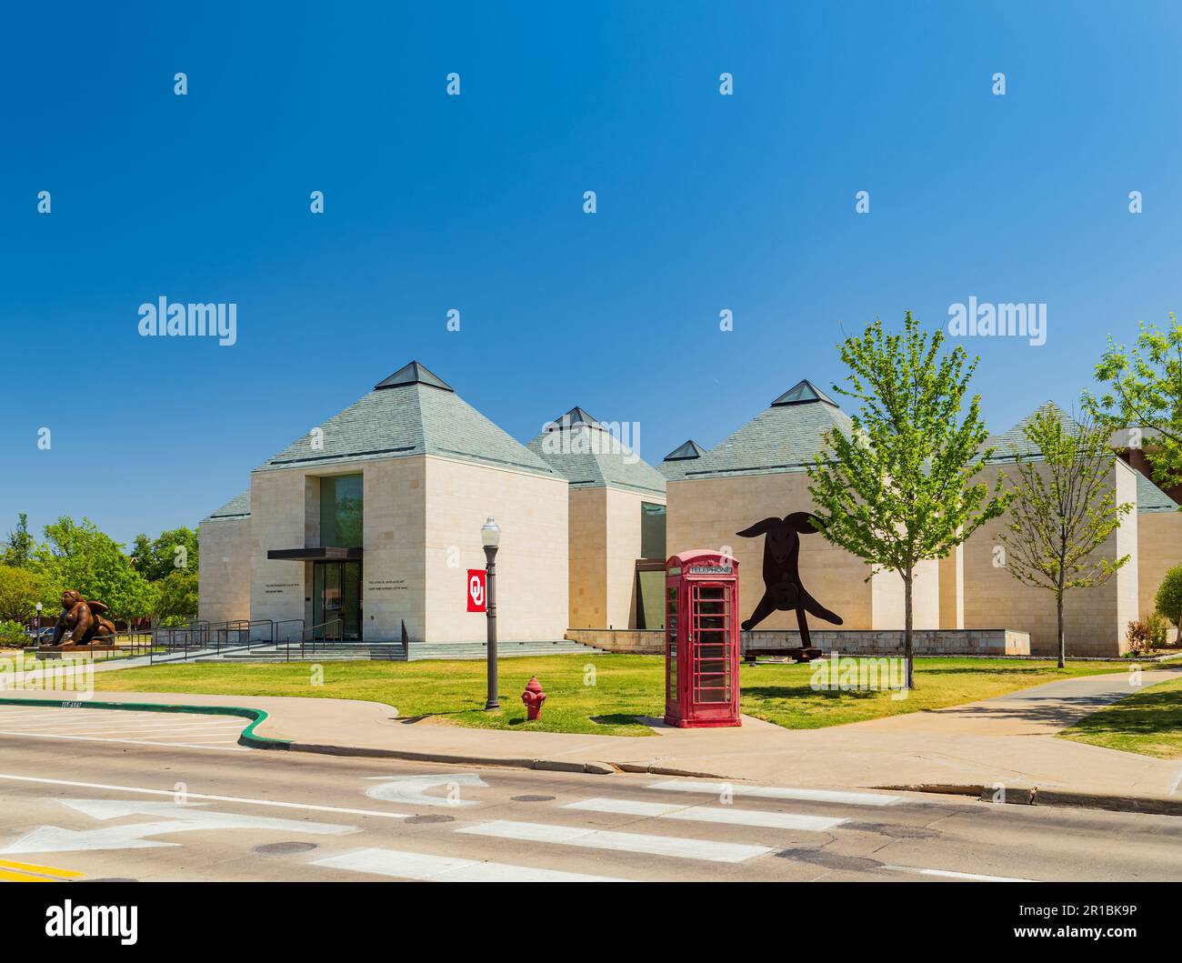 Oklahoma, APR 18 2023 Sunny view of the Fred Jones Jr. Museum of Art