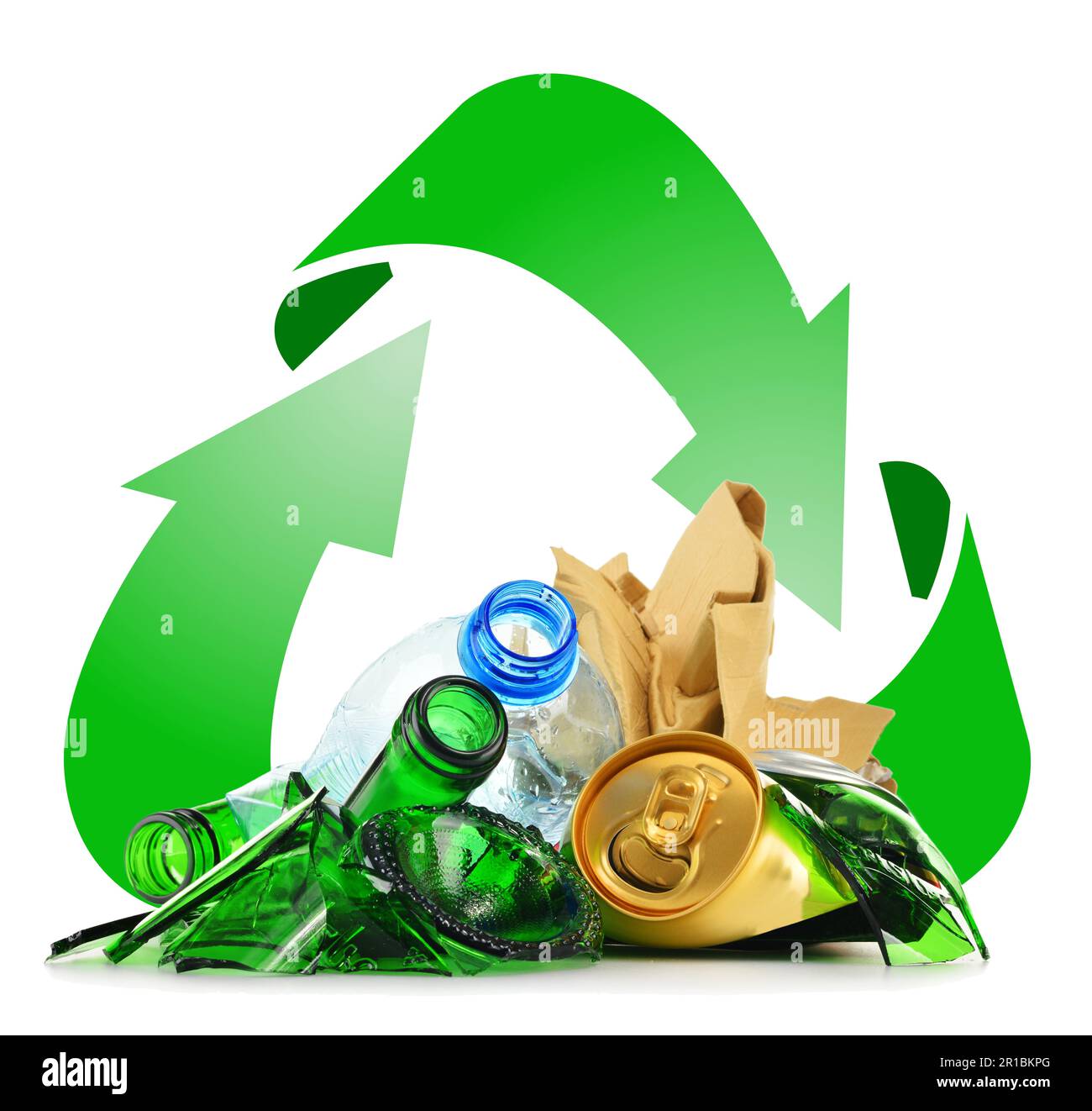 Composition with recyclable garbage consisting of glass, plastic, metal ...