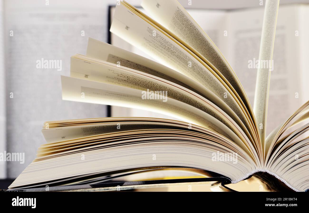 Composition with hardcover books in the library Stock Photo
