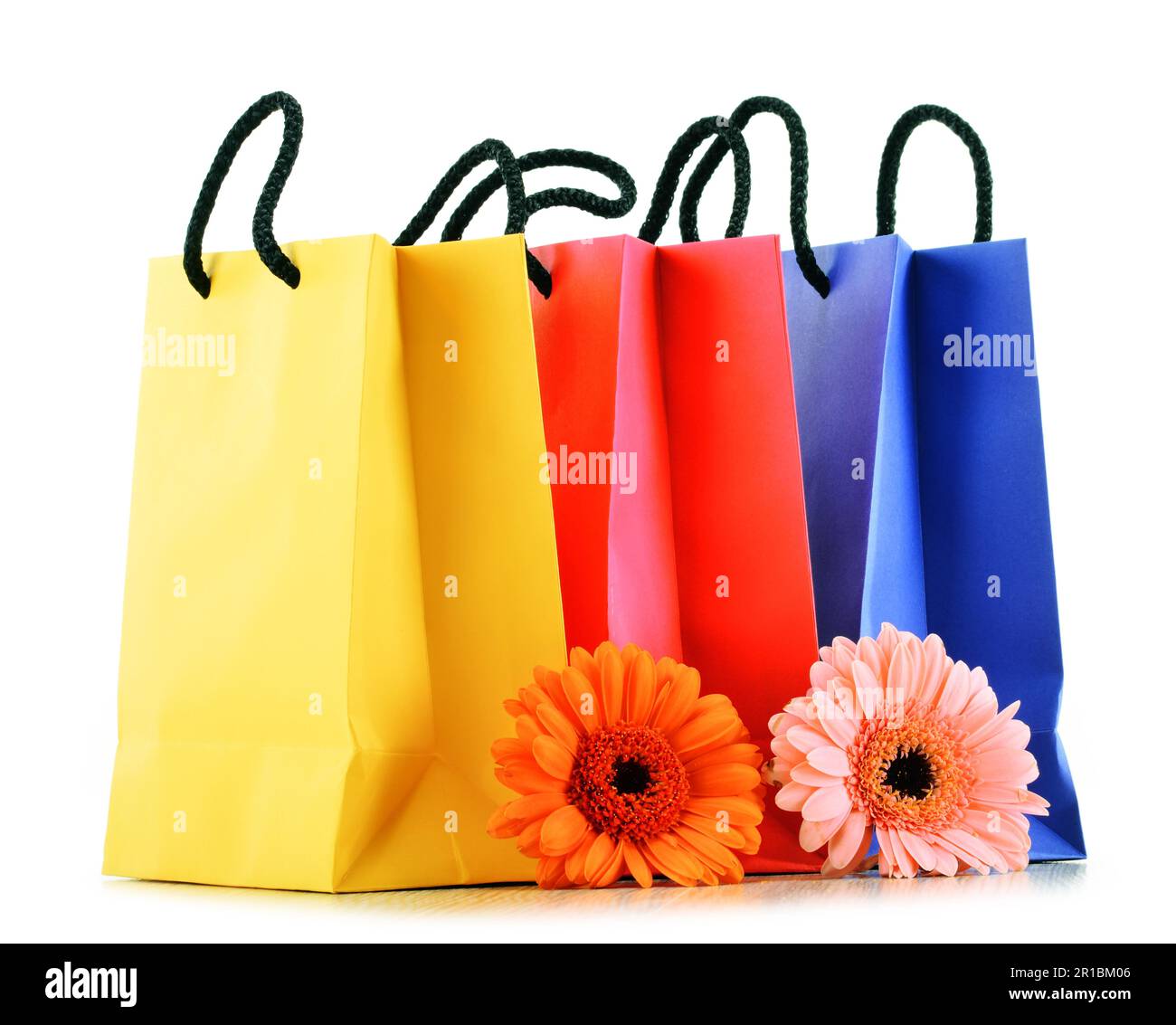 Colorful paper shopping bags isolated on white background Stock Photo ...