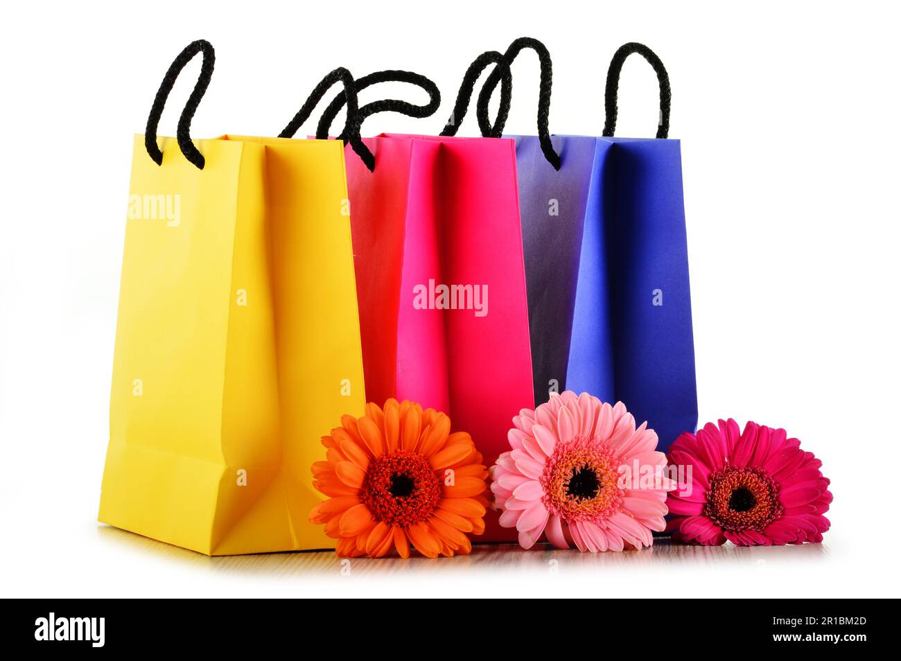Colorful paper shopping bags isolated on white background Stock Photo ...