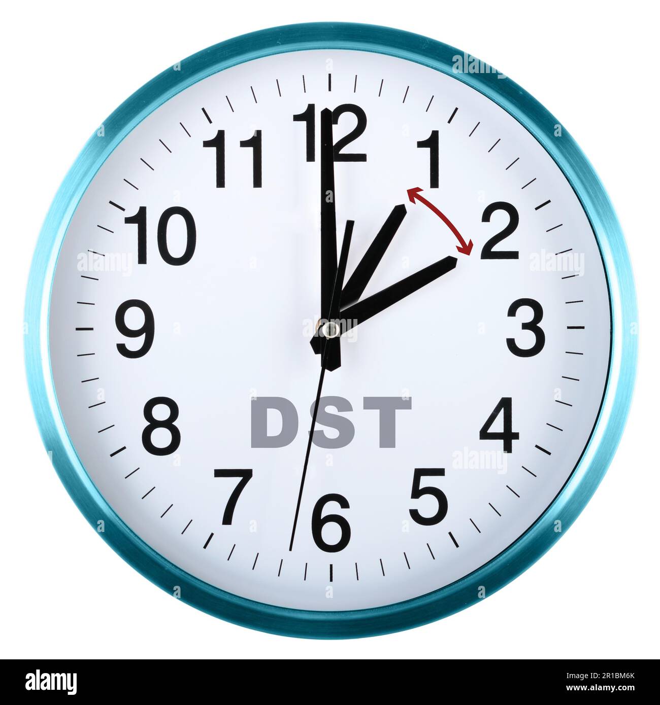 Wall clock isolated on white background. Daylight saving time Stock Photo