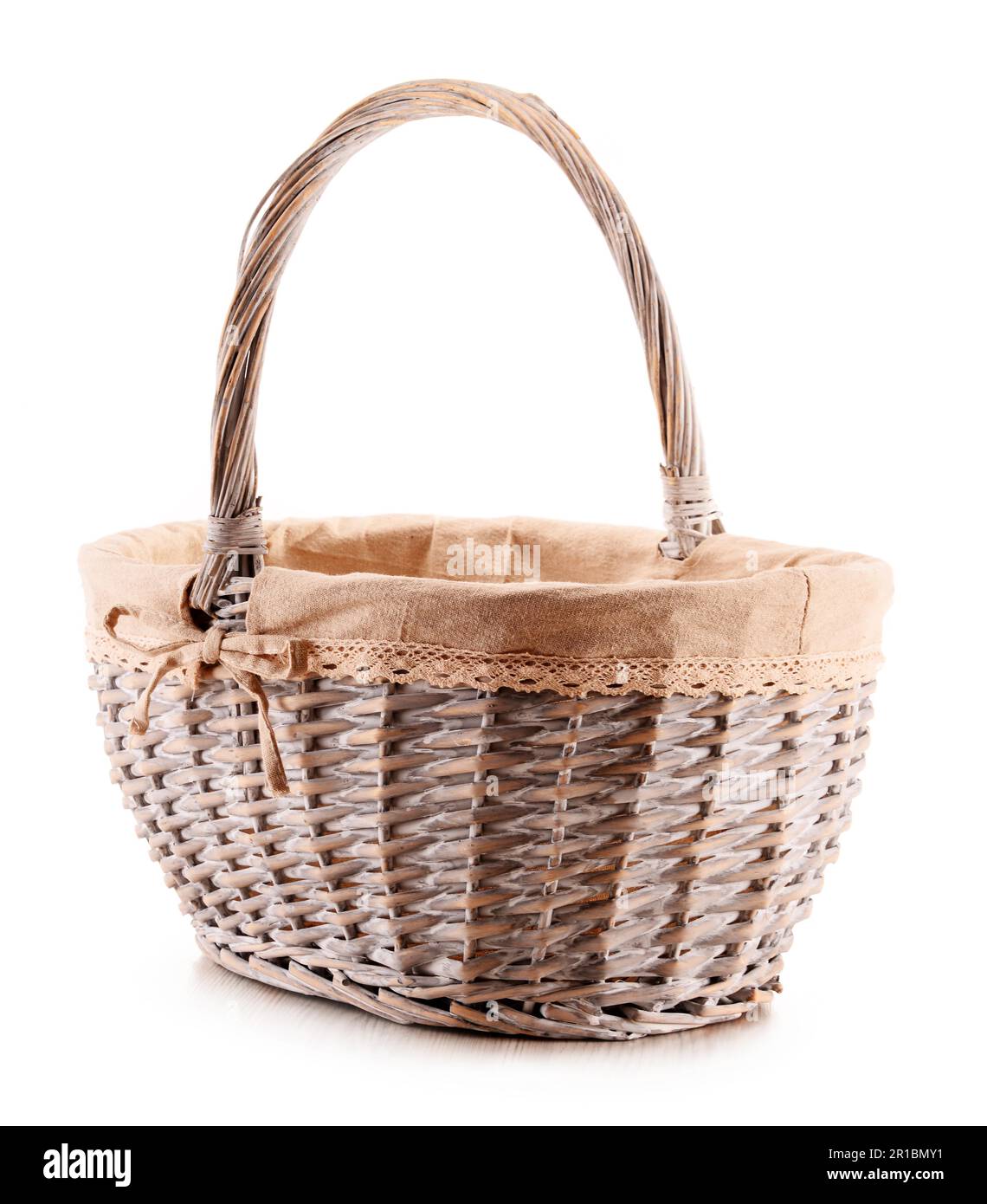 Empty wicker basket isolated on white background Stock Photo - Alamy