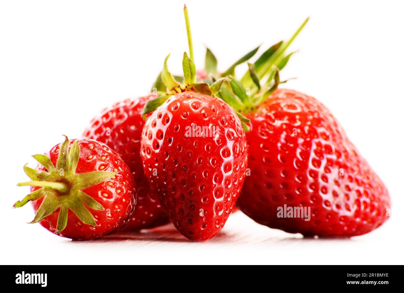 Fresh organic strawberries isolated on white background Stock Photo - Alamy