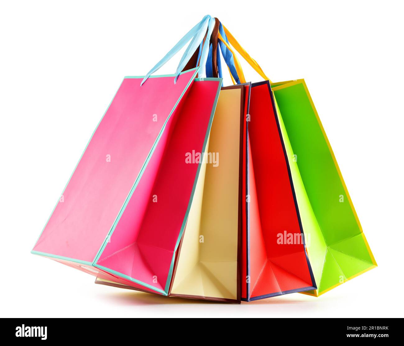 Colorful paper shopping bags isolated on white background Stock Photo ...