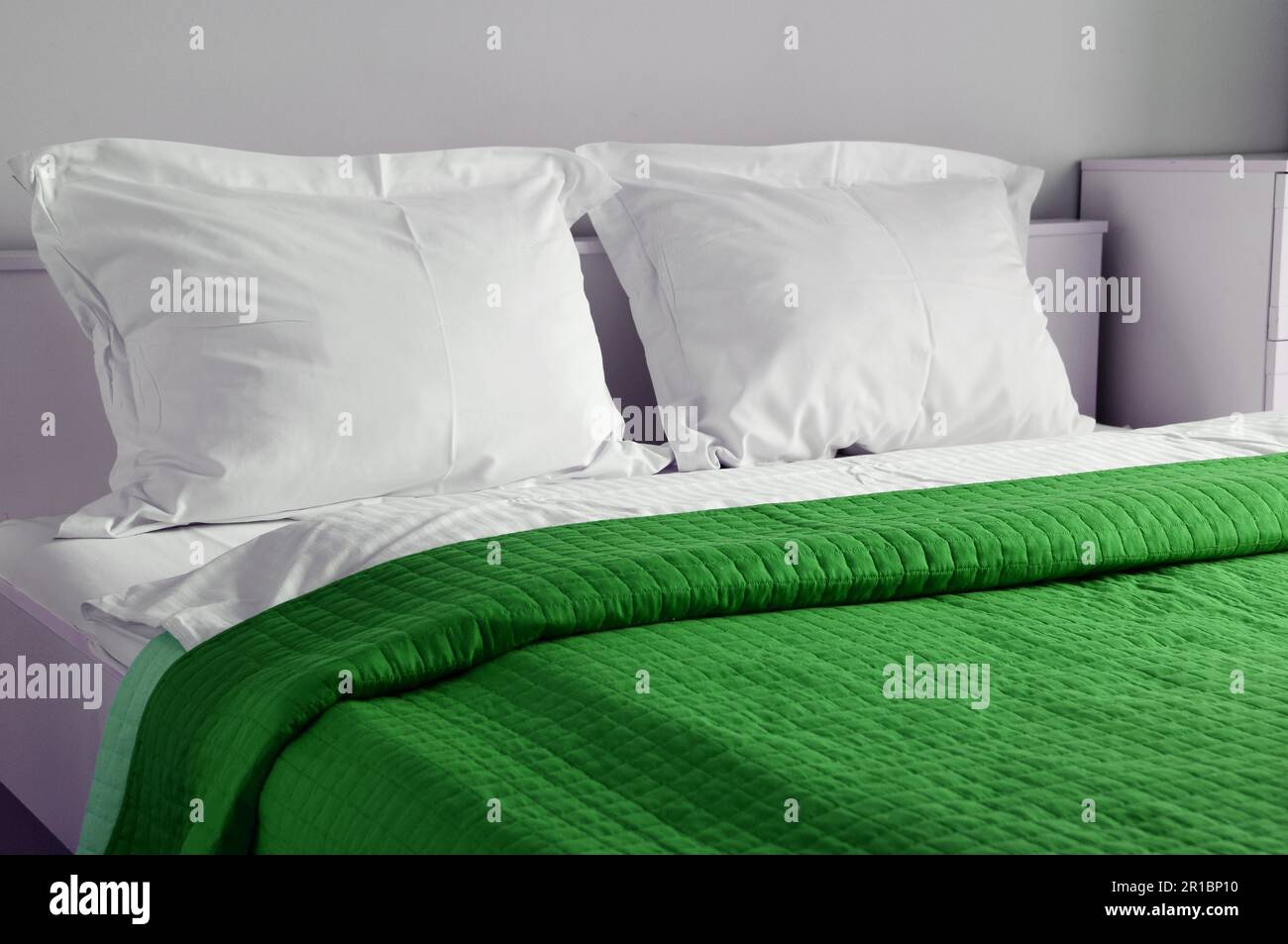 Double bed in hotel room. Stock Photo Alamy