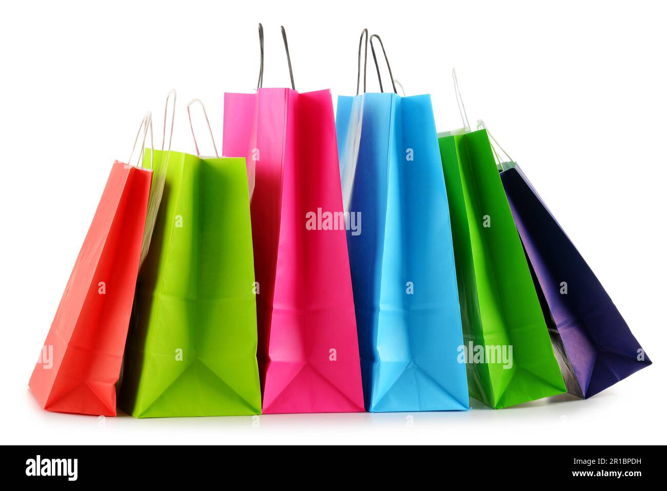 Colorful paper shopping bags isolated on white background Stock Photo ...