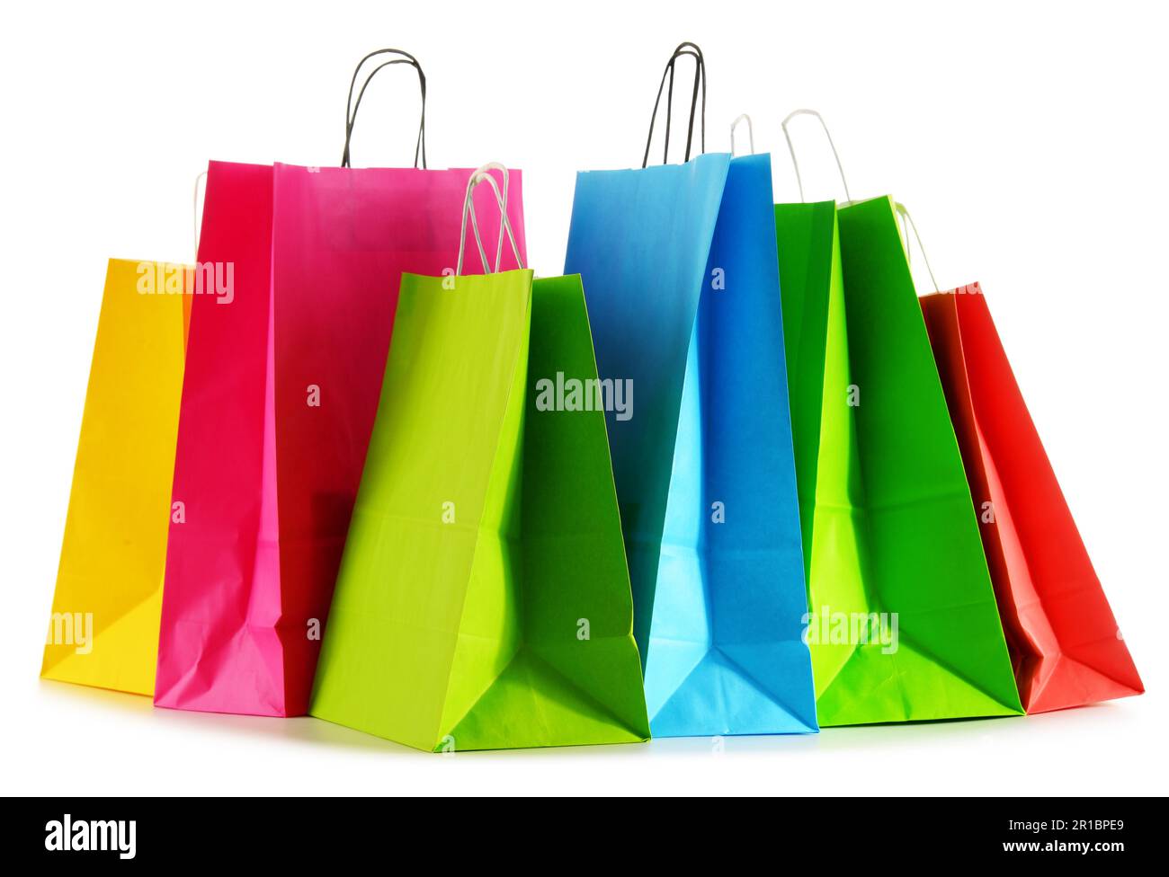 Colorful paper shopping bags isolated on white background Stock Photo ...